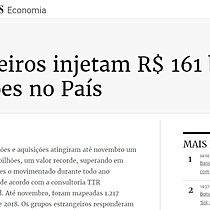 Estrangeiros injetam R$ 161 bi em aquisies no Pas